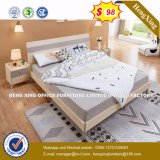 Rich Cherry Particle Board White Glossy Plywood Bed (HX-8NR0844)