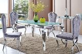 2016 Modern Stylish Glass Top Dining Table with Stainless Steel Frame Sj807