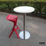 White Black Round Restaurant Artificial Stone High Bar Table