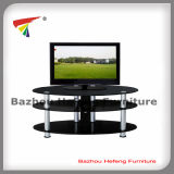 Oval Black TV Stand Glass Furniture (TV055)