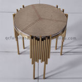 2016 Speacial Design Golden Stainless Steel Frame Wooden Side Table