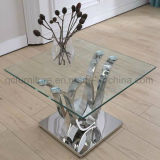 Mirror Silver Frame Glass Side Table