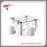 Tempered Glass Coffee Table with Leather Seat (CT108)