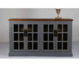 Chinese Antique Glass Cabinet with Elm Wood Top Lwc485