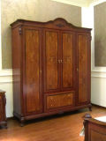 0051 Royal Classical Style Solid Wood Painting Dark Color Wardrobe