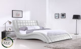 Modern King Size Black and White Leather Soft Bed