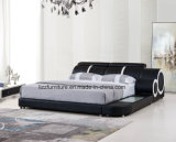 Modern Fashion Design Wheels Leather Bed for Bedroom Furniture