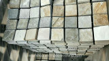 3cm Grey Quartzite Natural Split Brick Pattern Cobblestone Paving Stone with Mesh