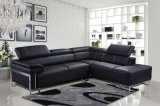 Popular Modern Living Room Black Leather Sofa Home Sofa (HC591L)