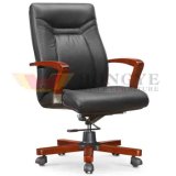 Wooden Black Leather Boss Executive Office Chair for Office Furniture