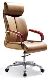 Modern Glossy Wooden Arms Removable Headrest Executive Chair