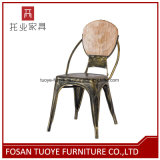 Bronze Painting Chair with Wooden Backside Fashionable Cafe Chair