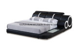 American Stylish Bedroom Furniture Leather Double Bed with LED