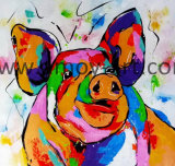 Multi-Colors Cute Pig Canvas Oil Painting Wall Arts for Home Decoration