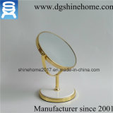 Gold-Plated Round Shaped Double Sided Table Mirror Free Standing Desktop Fancy Makeup Mirror