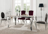 Simple Style Marble Top Stainless Steel Legs Dining Table