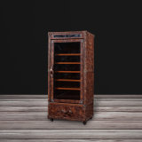 High Quality Vintage Leather Display Cabinet Wine Cabinet with Glass Door
