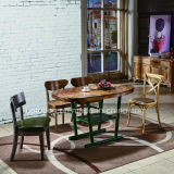 Modern Wooden Table and Chair with Leather Furniture Set (SP-CT787)