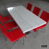 4 Person White Marble Solid Surface Stone Table