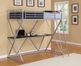 Full Metal Loft Bed Over Workstation Desk/Steel Loft Bunk Bed