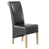 Bonded Leather Oak Legs High Back Dining Chair Wh6031