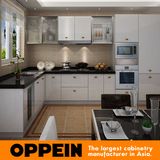 High Gloss PVC L-Shaped Wholesale Modular Wooden Kitchen Furniture (OP14-125)