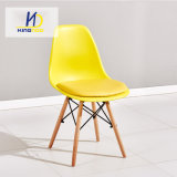 Home Furniture Plastce Chair PU Seat and Wooden Leg Dining Chair