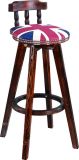 Vintage Copper Nailed Wooden Bar Stools