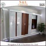 N & L Bedroom Furniture Wardrobe with Glass Sliding Door and Wood Grain