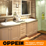 Oppein Europe Style Double Basin Alder Wood Bathroom Cabinet