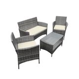 Grey 4PCS Rattan Garden Outdoor Table Set