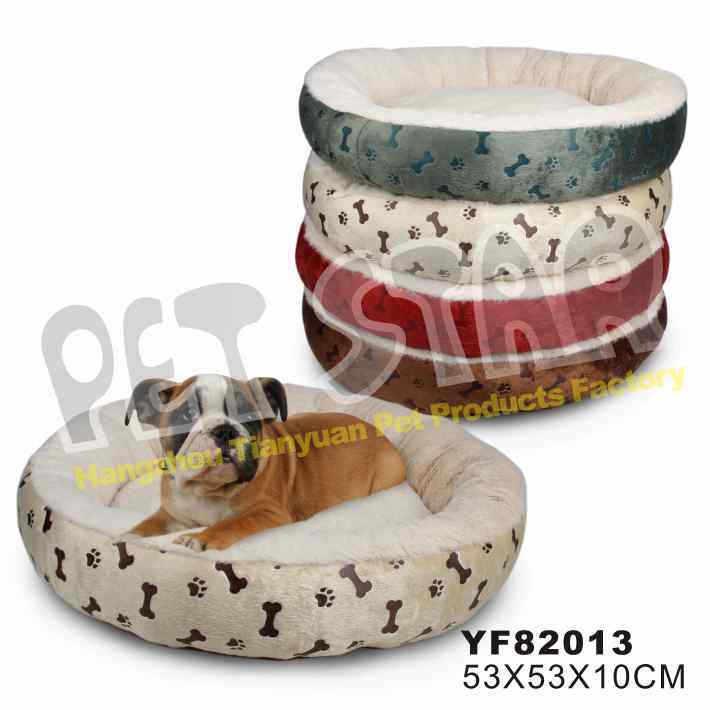 Soft Plush Fur with Paws Printing Round Pet Bed (YF82013)