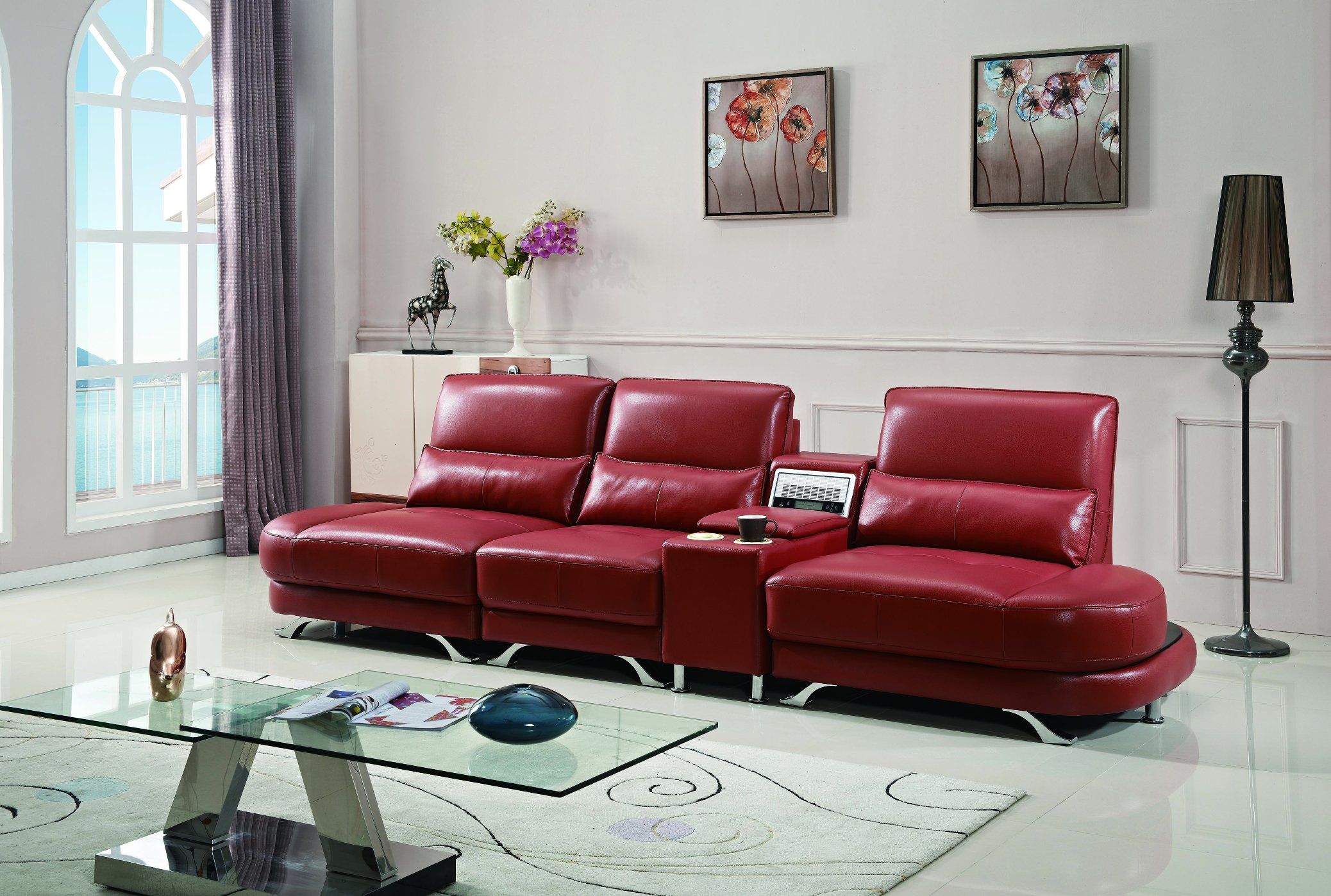 Miami Red Sectional Leather Sofa Leather Sofa, Miami Sofa, Sectional