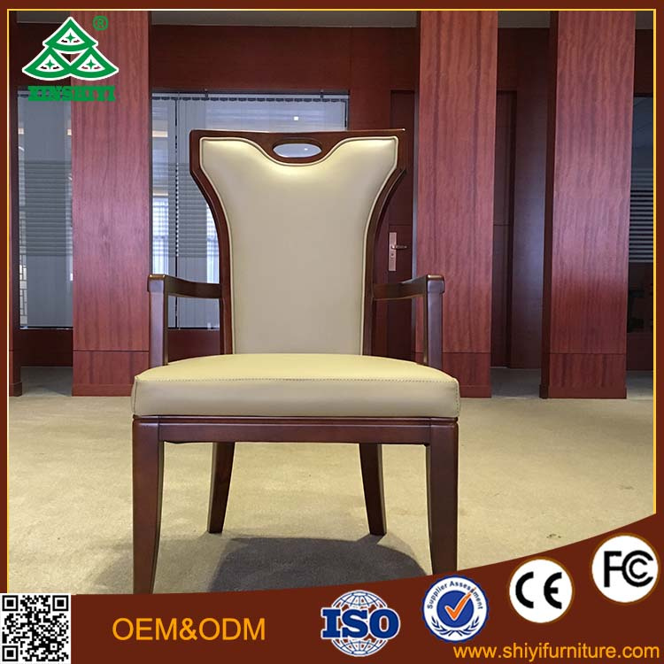 Hotel Furniture Solid Oak Wood Frame High Back Luxury Black Leather Tiffany Chair