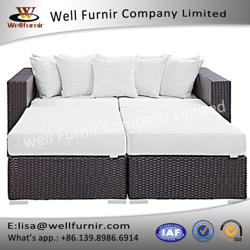 Well Furnir T-064 Convene 4 Piece Outdoor Patio Daybed in Espresso White