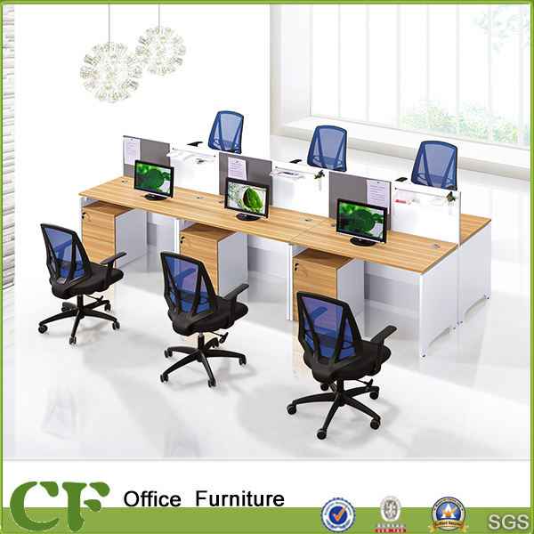 Project Model Factory Wooden 6 Seats Office Table Divider Linear Workstation