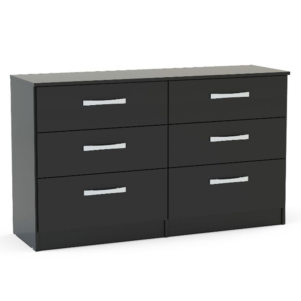Modern Design MDF 6 Drawers High Glass Wood Chest Furniture