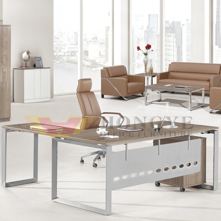 Ergonomic Affordable Wooden Top Metal Frame Durable Office Table for Office Furniture