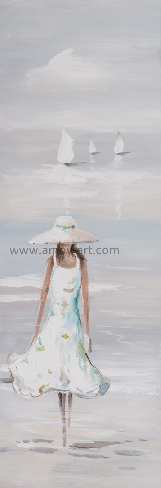 Modern White Skirt Lady Figure Oil Paintings for Home Decor