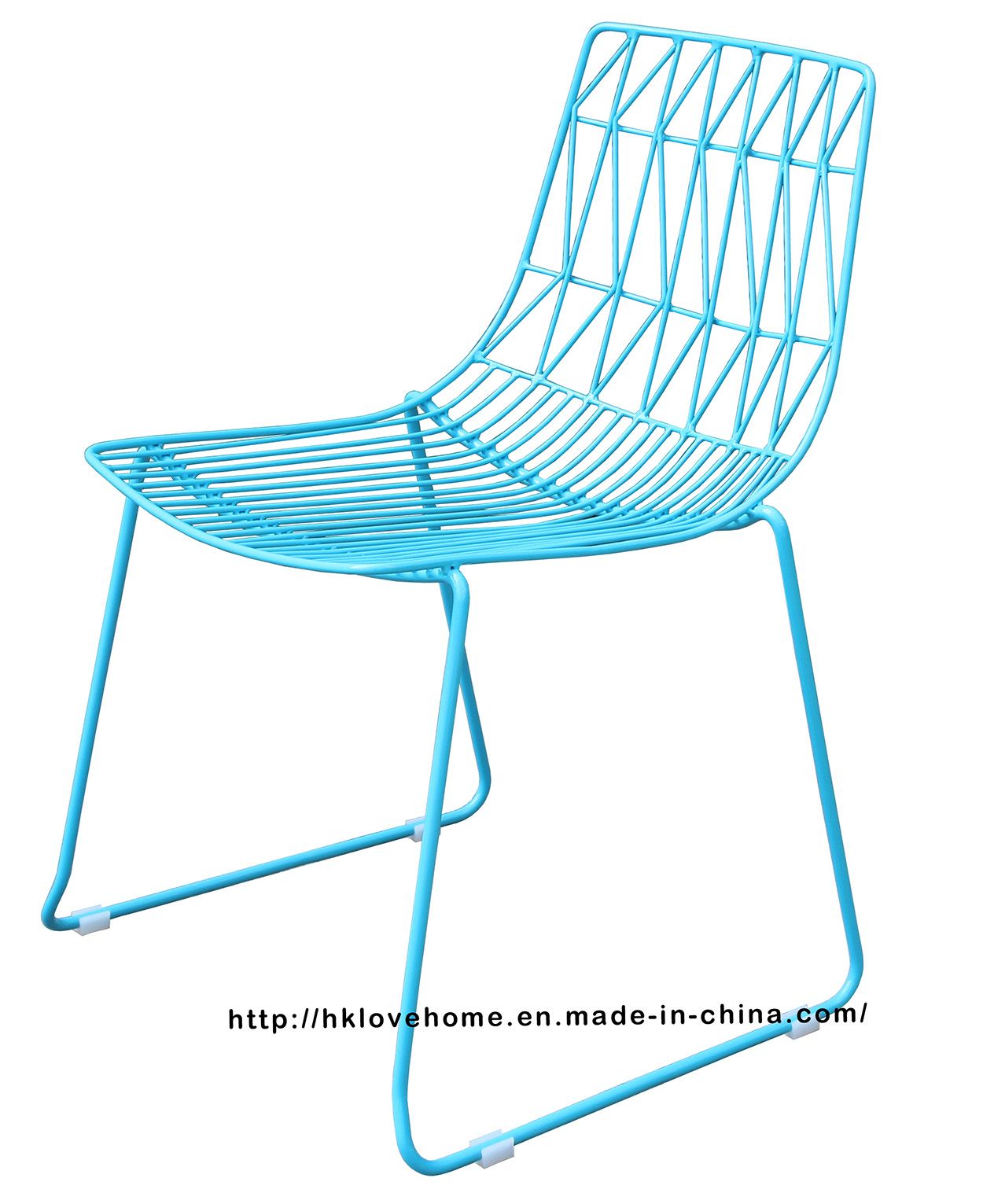 Modern Classic Metal Dining Stackable Bend Side Aqua Wire Chair