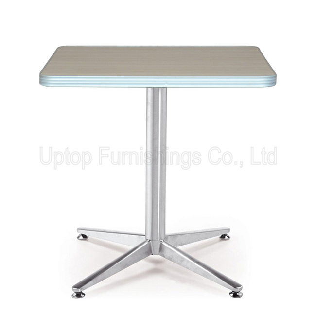 (SP-RT503) Modern Cross Stainless Steel Base Laminated Wood Restaurant Table