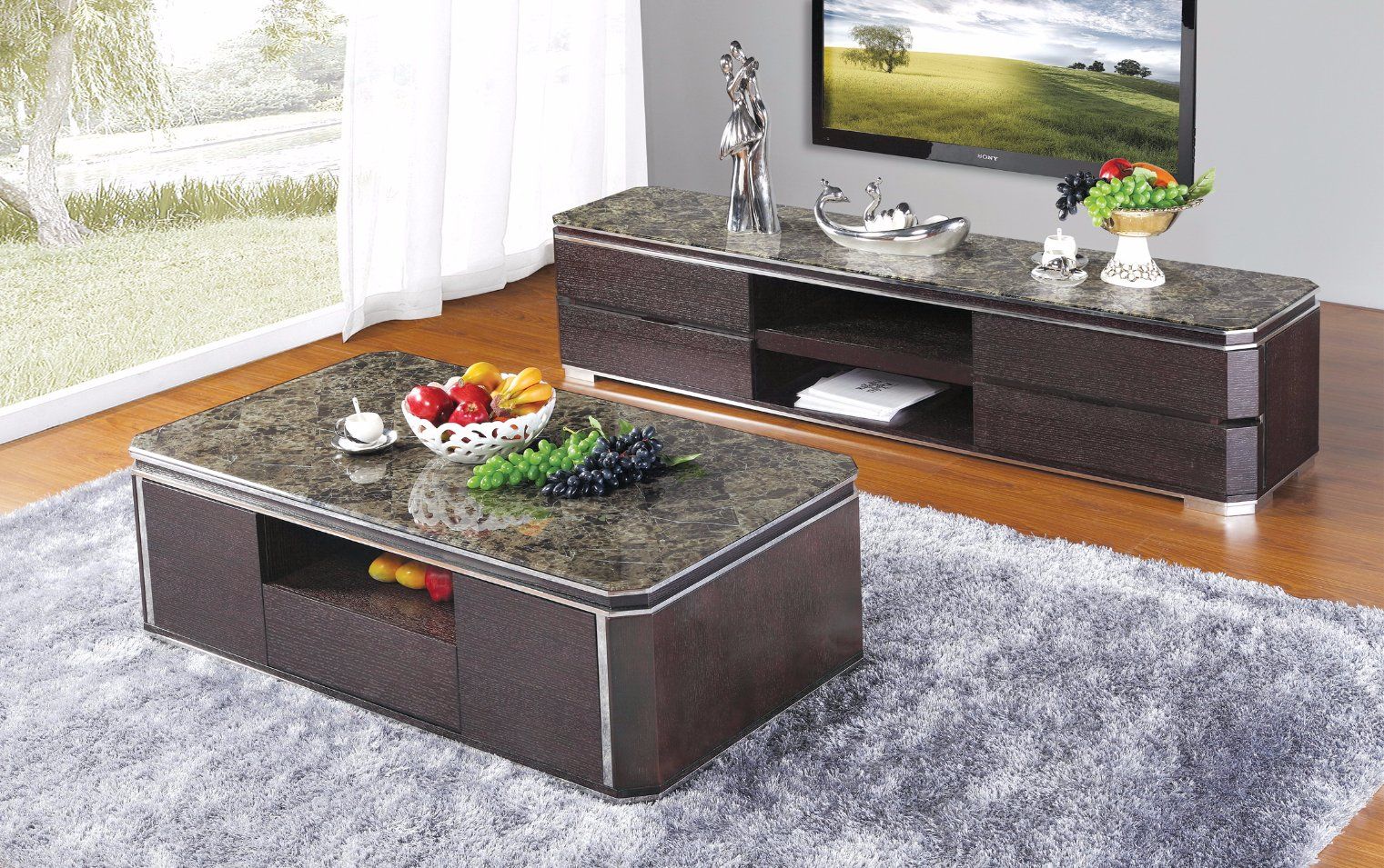 Marron Lattice Top Coffee Table (SBL-CJ-198)
