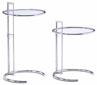 Glass Chrome Eileen Adjustable Table End Table Coffee Table