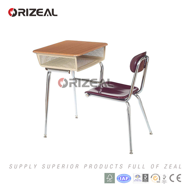 Commercial Furniture Metal Wood Plastic MDF Combo School Desk and Chair