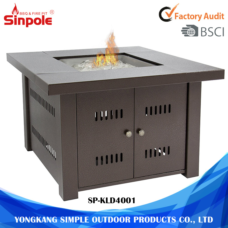 Gas Outdoor Fire Pit Table with Hammered-Antique-Bronze Finish and Fire Pit Cover