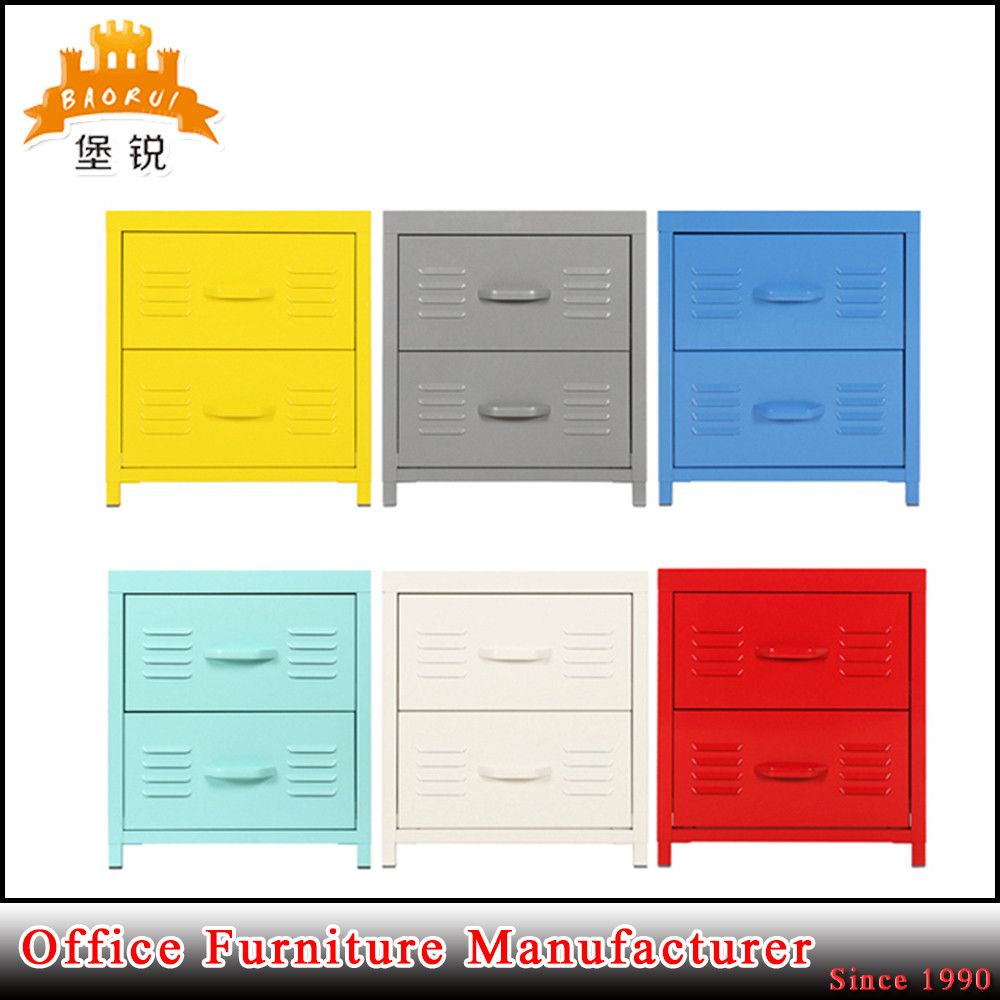 2 Drawers Steel Mini Bedside Cabinet