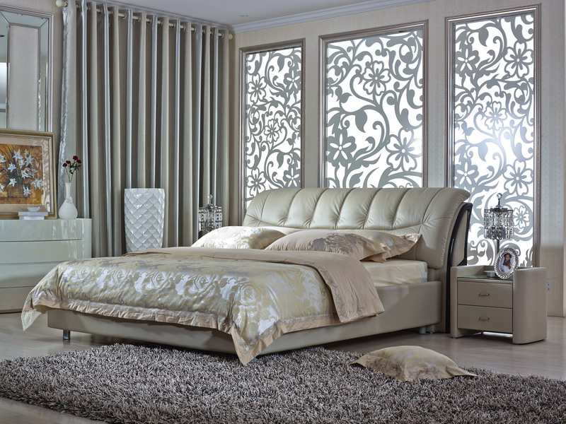 Luxury Euro Classic Style Soft Beds Frame Leather Bed 9227