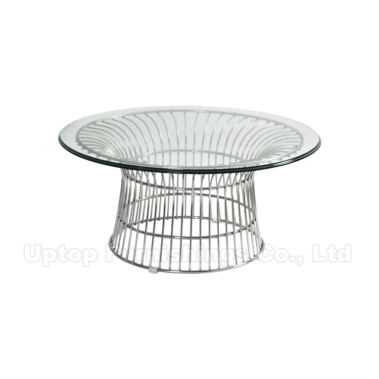Round Tempered Glass Top Wire Platner Coffee Table (SP-GT407)