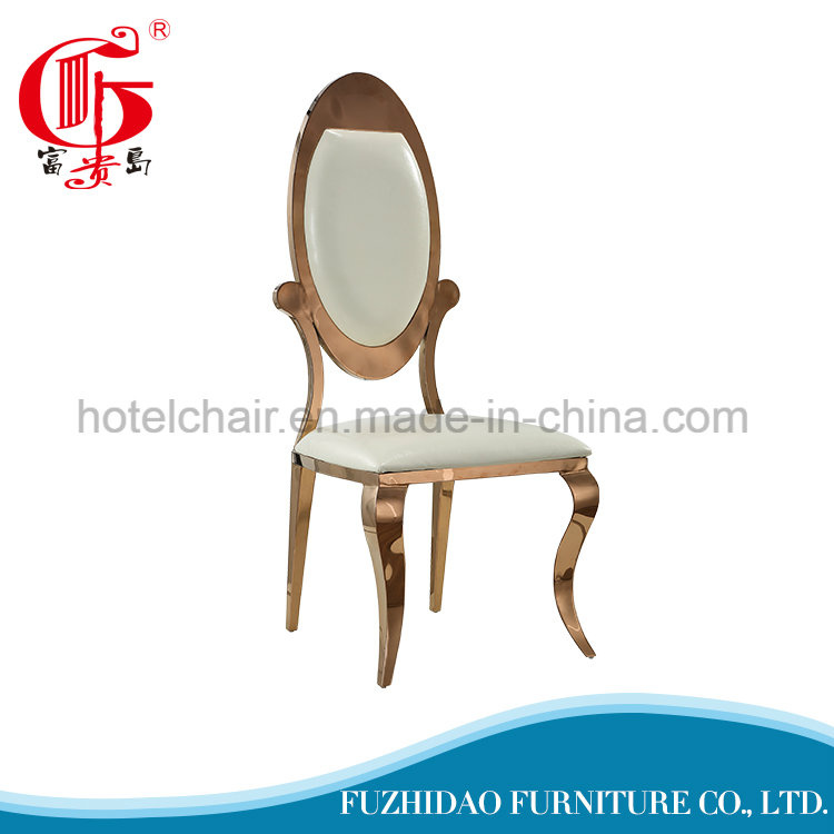 Commercial White Leather Rose Gold Dining Chair