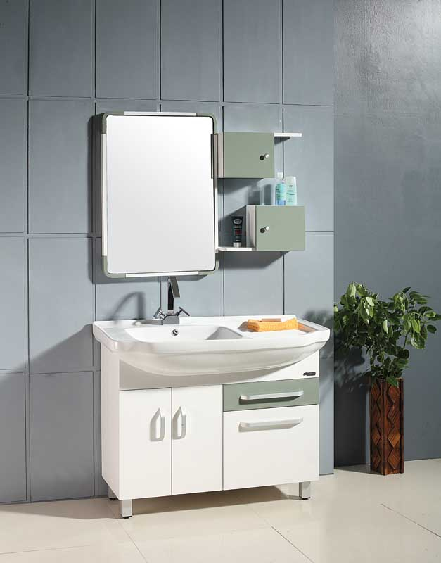 China New Model Fashion PVC Coated Bathroom Vanity Cabinet